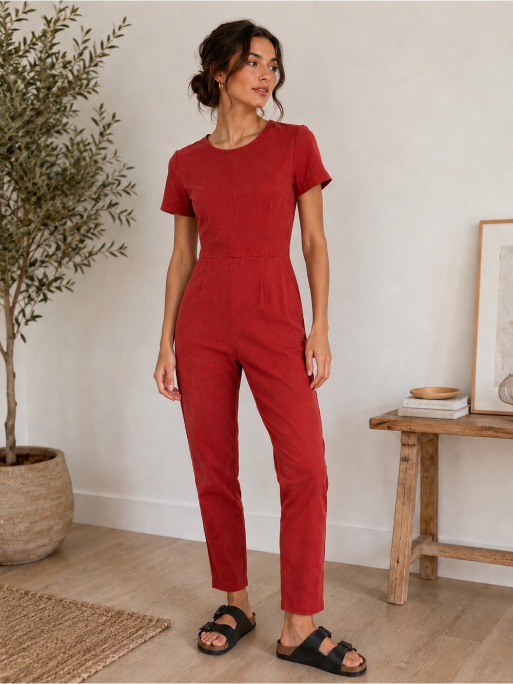 Ilana Kohn 100% cotton jumpsuit in brick red size 0P